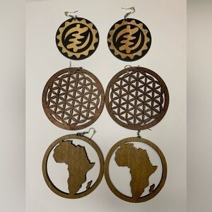 L) Set of 3 African earrings